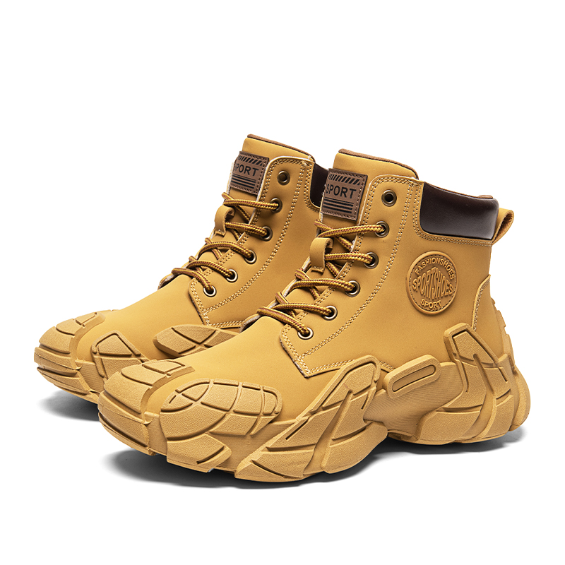Men's Martin boots, autumn high-top waterproof, non-slip, wear-resistant, slip-on black work casual shoes
