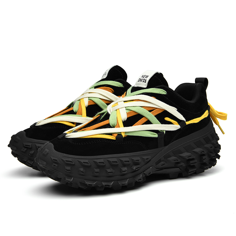 Thick soled tire height increasing shoes for autumn, new breathable height increasing casual sports shoes